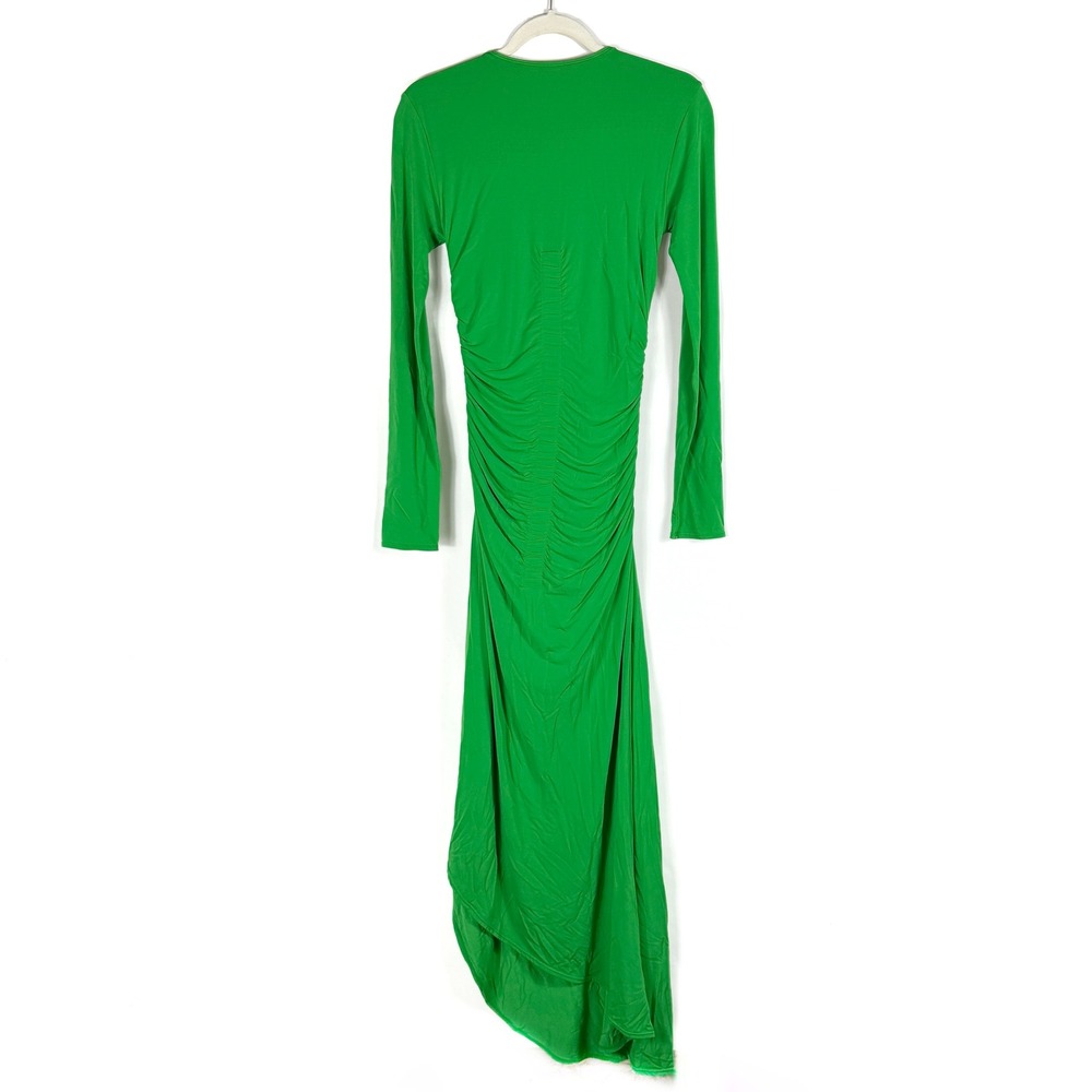 A.L.C. Adeline Maxi Dress Green Ruched Long Sleeve Asymmetrical Women Size S - Picture 12 of 14